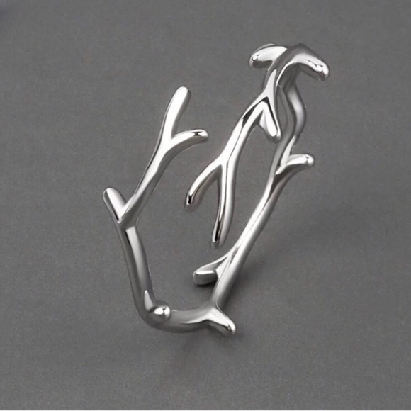 None Jewelry - NEW 925 silver branch antlers thorns wraparound double layer boho ring variable